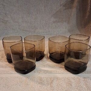 Set of Six Brown Glass Tumblers